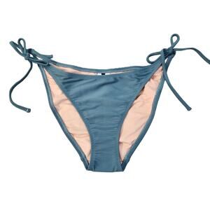 J. Crew Green Ribbed Curved Waist Cheeky String Bikini Bottom NWT Women L
